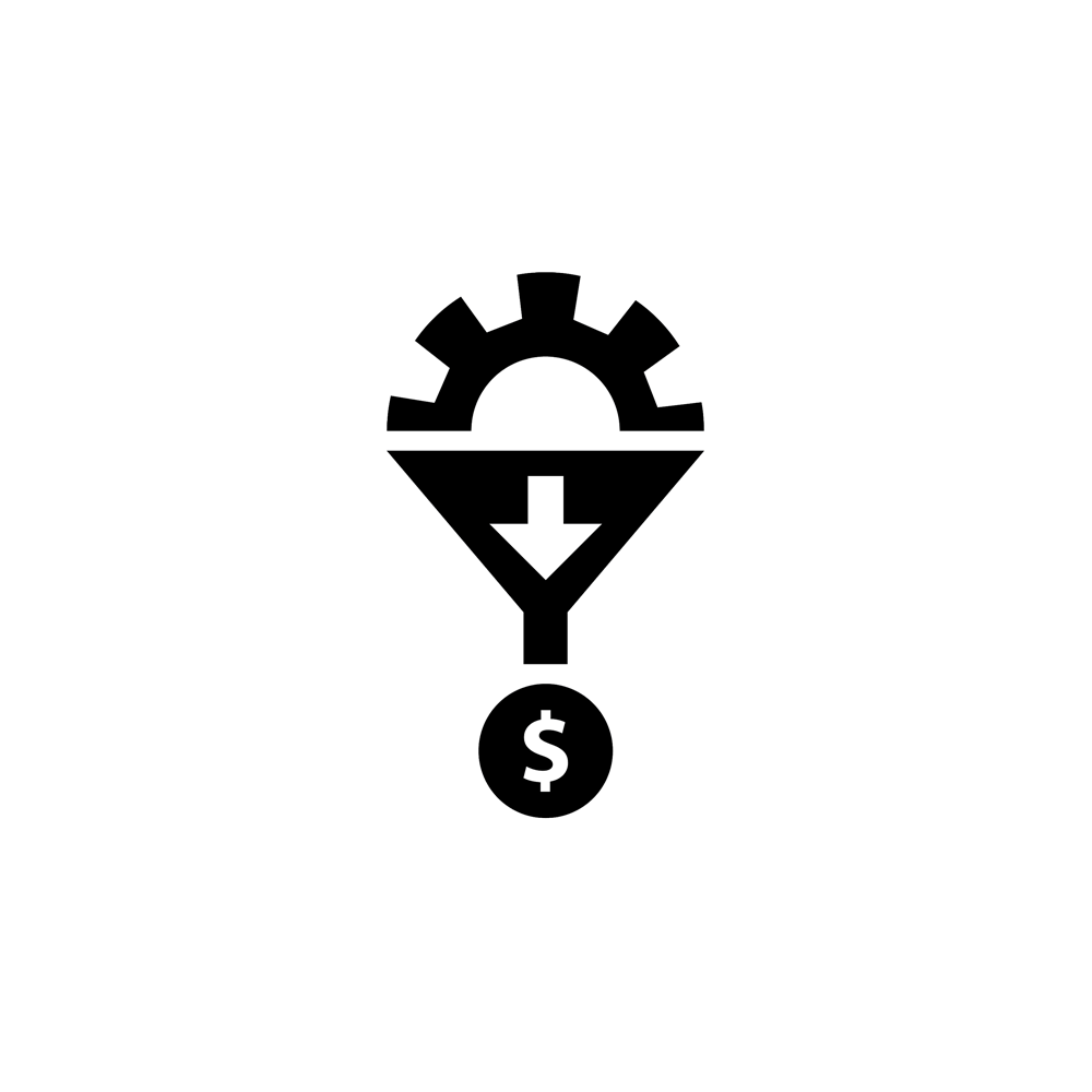 small icon in the shap of a sproket and martini glass with dollar sign at the bottom